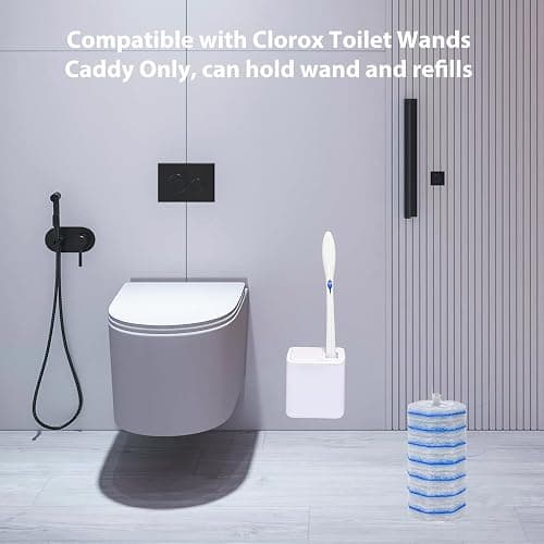JEXYRON Wall Mounted Holder Fit for Clorox Toilet Wand, Compatible with Clorox Toilet Wand Holder only, Automatic Open and Closing Lid Design, White thumbnail 4