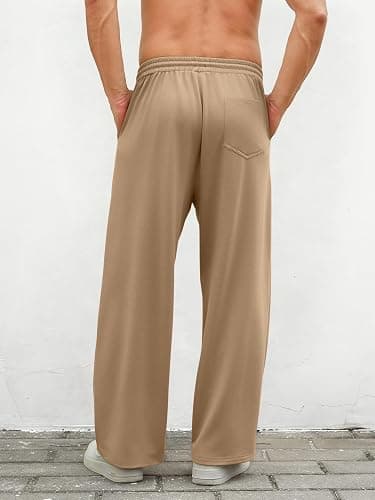 Hardaddy Men's Lightweight Sweatpants Baggy Straight Open Bottom Wide Leg Drawstring Lounge Athletic Pants with Pockets thumbnail 4