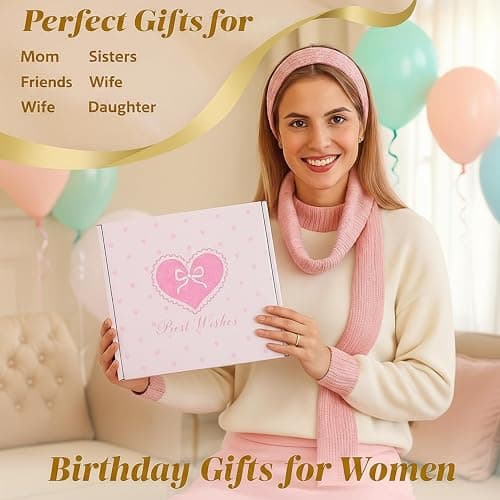 LANGASQUE Birthday Gifts for Women Teen Girls, Happy Birthday Gift Baskets for Women, Coquette Pink Bow Glass Cup Gift Box Set, Chrismas Gifts for Daughter Sister Wife Girlfriend Mom thumbnail 8