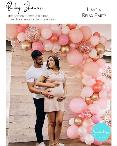 Soonlyn Rose Gold Balloons - 140 Pack, 12 Inch Gold & Pink, Pink Confetti, Arch Kit for Bridal & Baby Showers thumbnail 3