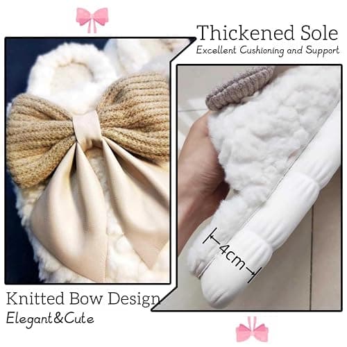 Maskjuwio Filzpantoffeln Damen Gummisohle Hausschuhe Damen Winter Plüsch Pantoffeln Mit Schleifen Memory Foam Schlappen rutschfeste Hausschlappen Warme Gefüttert Slipper Für Den Innenbereich thumbnail 5