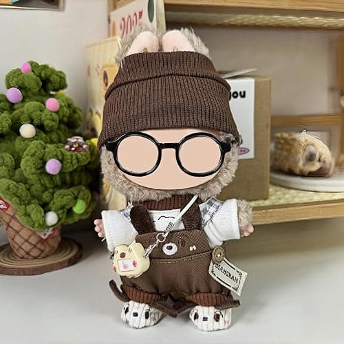 6 Set 17cm Doll Clothes, Clothes for Dolls Outfit, Accessories for 17cm Dolls Clothes T-Shirt + Overalls + Hat + Small Camera + Glasses + Shoes, No Doll Included thumbnail 2