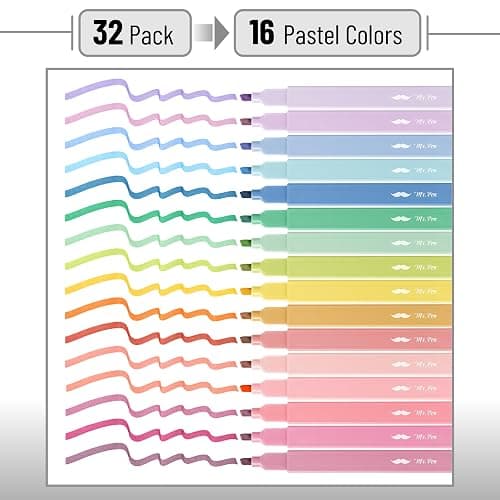 Mr. Pen- Aesthetic Highlighters, 32 Pack, Chisel Tip, Pastel Colors, Bulk, Cute Highlighters Assorted Colors, for Journaling, School, Office, Home, Back to School Supplies thumbnail 3