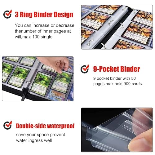 Anime Trading Card Binder for Cards, 9 Pocket with 60 Sleeves up to 1080 Cards One Piece TCG Card Binder, Waterproof Card Storage Book, Trading Cards Display Case thumbnail 6