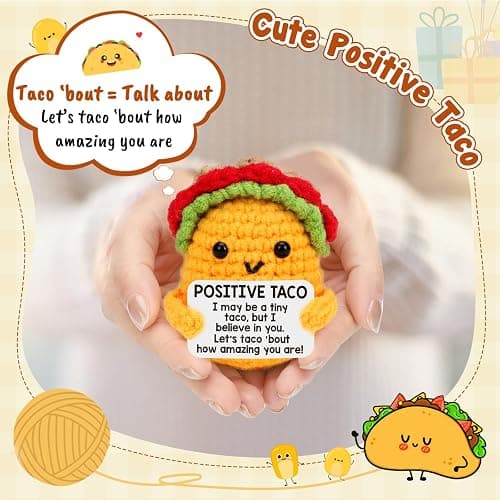 Mini Emotional Taco Support 21st 30th 40th Birthday Gifts for Women Men Easter Basket Stuffers Essentials Teen Boys Girls Friend Sister Mom Dad Coworker Inspirational Self Care Positive Crochet Animal thumbnail 7