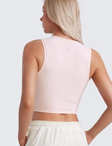 CRZ YOGA Butterluxe Soft Double Lined Tank Tops for Women - Yoga Workout Casual Going Out High Neck Basic Sleeveless Shirt thumbnail 2
