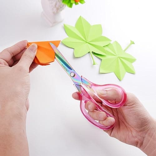 SCAIKTIG Acrylic Scissors Set, Office Scissors for Desk Heavy Duty, Pink Clear Comfort-Grip Handles and Titanium Coated Blades, Sharp Scissors all Purpose for Sewing, Art, Craft, School, Home Supplies thumbnail 2