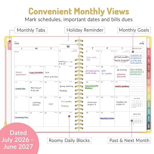 Forvencer Academic Planner 2026-2027, Hardcover Calendar Planner Weekly & Monthly, July 2026 - June 2027, 6" x 8", Daily Agenda with Tabs, College School Organizer for Student Teacher, Beige thumbnail 4