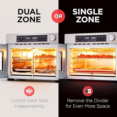Ivation Dual Zone Air Fryer French Door Oven - 32 Quatity Convection Toaster Combo, 10-in-1 Multifunction Up to 450° - 1800W - Temperature Control, Timer - Stainless Steel - Dehydrate, Bake, Roast thumbnail 5