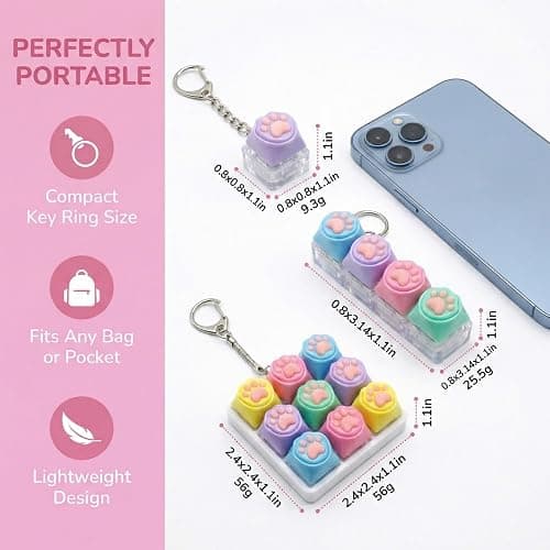 yuyingji Keyboard Fidget Keychain Set - Creamy Mini Keycap Clicker with Mechanical Feel, Sensory Stress Relief for Adults & Teens, Office Desk Gift Set thumbnail 6