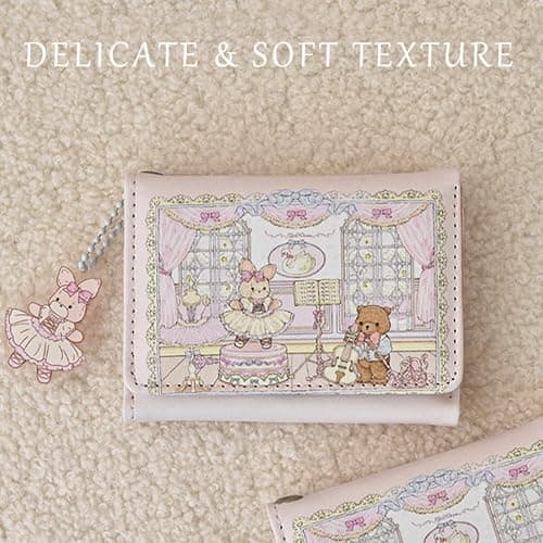 HOKMAH Cute Wallet Girls Short Purse Coquette Accessories Coquette Stuff Trifold Kawaii Wallet Women Small Preppy Aesthetic Card Holder Cutecore Harajuku (Bunny Bear) thumbnail 6
