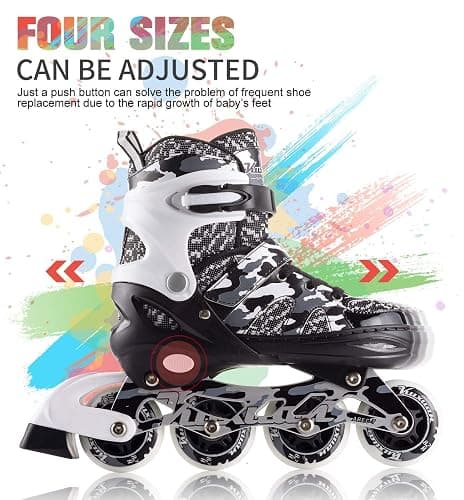 Kuxuan Boys Adjustable Inline Skates with Light up Wheels, Fun Illuminating Skates for Kids Girls Youth thumbnail 3