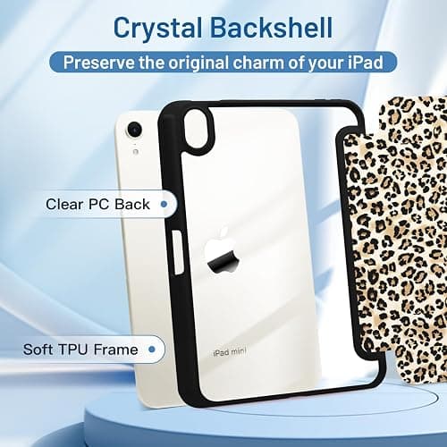 MrARTIST for iPad mini Case - for iPad mini 6/7 A17 Pro Tablet Case Cute for Women Girls Girly Kawaii Aesthetic Kawaii Chic Cool Design for Apple Tablet Cover with Pencil Holder, Leopard Print thumbnail 3