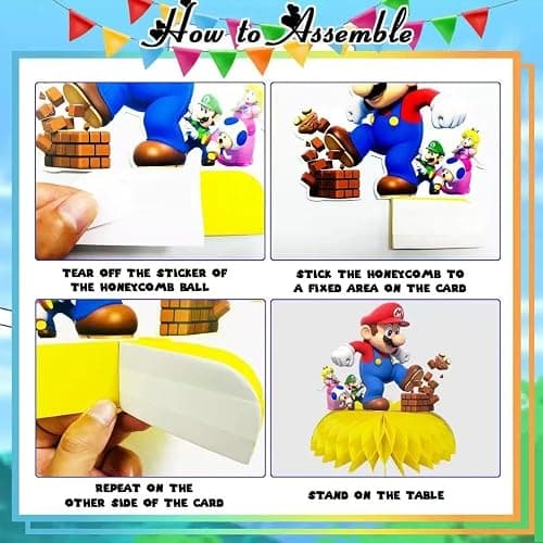 For Mario Birthday Party Supplies , 9Pcs Honeycomb Centerpieces for Mario Party Decorations, Double Sided Table Decorations Centerpieces Party . thumbnail 4
