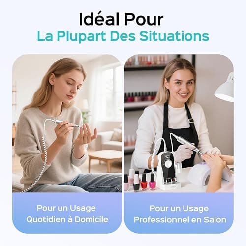 COSLUS E51 Ponceuse Pour Ongles Professionnelle: 40000 RPM Ensemble de Lime a Ongle Electrique 6 en 1 Pour Ongles en Gel et Ongles en Acrylique, Idéal Pour le Salon et La Maison Portable et Silencieux thumbnail 8