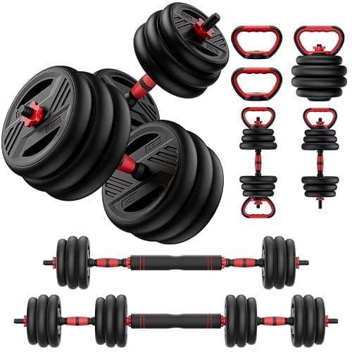 Cvonte Adjustable Dumbbell Set, 20/30/45/70/90lbs Free Weight Set With Double Locknut, 5-in-1 Dumbbells Set Includes Barbell, Kettlebells, Push up Stand, Weight Plate, Fitness Exercise for Home Gym Suitable Men/Women - Image 1