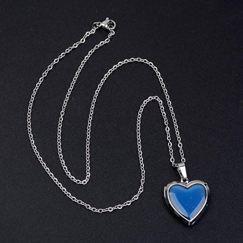 FM FM42 Temperature Sensing Color Changing Pendant Necklace with 19.29" Stainless Steel Rolo Chain - Heart Openable Locket thumbnail 8