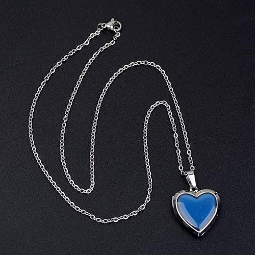 FM FM42 Temperature Sensing Color Changing Pendant Necklace with 19.29" Stainless Steel Rolo Chain - Heart Openable Locket thumbnail 8