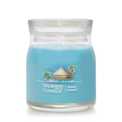 Yankee Candle Beach Escape Scented, Signature 13oz Medium Jar 2-Wick Candle, Over 35 Hours of Burn Time - Image 1