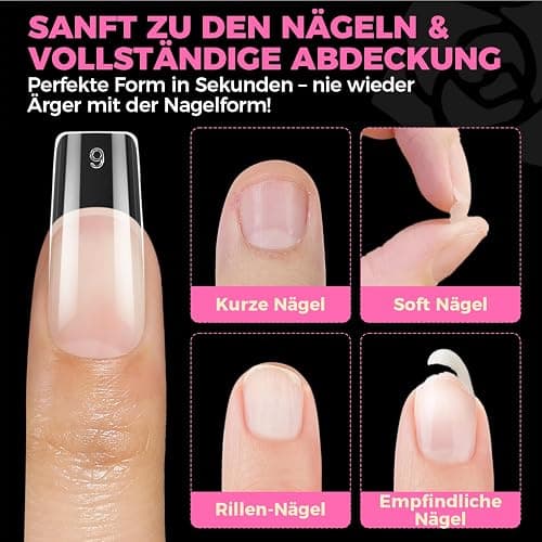 UNA GELLA Medium Square Tips für Gelnägel, 504 Stück 10 Größen, Soft Gel Press-On Nails, Vorgeformte Full-Cover Nagelspitzen, Acryl Nagelverlängerung für Nagelkunst & Home DIY thumbnail 7