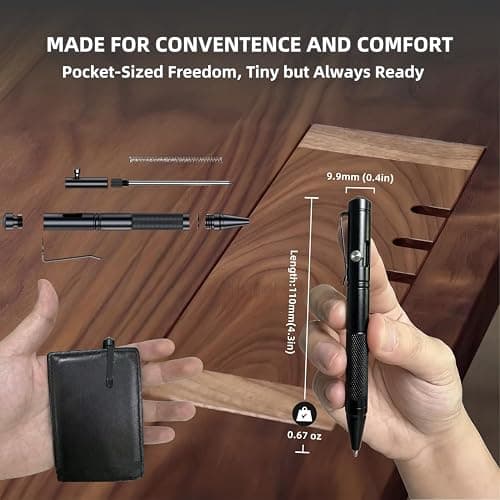 OIJ Mini Bolt Action Pen Set, Ultra-Light EDC Pocket Military Tactical Pen, Aluminum Alloy Writing Tool With 4 Ballpoint Refills thumbnail 2