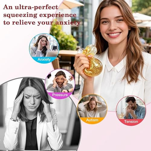 Colorful Glitter Squishy Toy with Box, Giant Crazy Squishy Toys, Stretchable Squishies Squeeze Stress Balls Fidget Sensory Squishy for Holiday (Gold) thumbnail 6