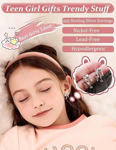 Frog Earrings Gift for Girls Kids Teen Girl Gifts Trendy Stuff Jewelry | Sterling Silver Post Hypoallergenic Stud Earrings, Cute Cool Stuff thumbnail 2