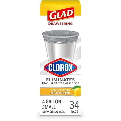 Glad Odorshield Small Drawstring Trash Bags, 4 Gal, Pink, Cherry Blossom, 34 Ct, Pack May Vary - Cherry Blossom - 34 Count (Pack of 1) thumbnail 2