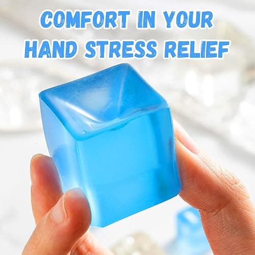 24Pcs Stress Balls Fidget Toys Adults, Ice Cube Squeeze Toys - Square Squeeze Ball Sensory Toys, Squeeze Toys - Small, Stress Balls for Adults, Easter, Christmas, Party Favors, Stocking Stuffers thumbnail 8