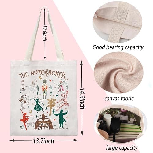 ENSIANTH Musical Inspired Tote Bag Sugar Plum Fairy Lover Gift Ballet Ballerina Shoulder Bag Ballet Recital Dance Gifts (Ballet flower bag) thumbnail 2