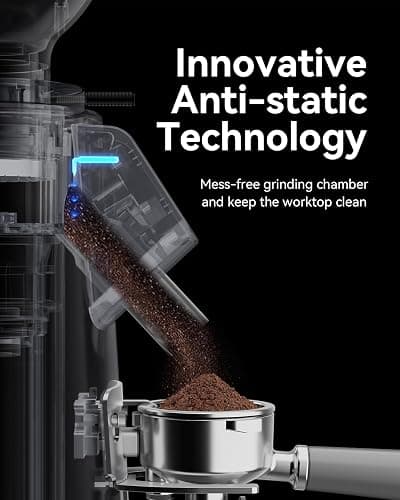 MOKKOM Professional 64mm Flat Burr Coffee Grinder with 100 Grind Settings, All-Metal Stainless Steel Body, Coffee Bean Grinder with Adjustable Electronic Timer, Anti-Static, LED Display thumbnail 4