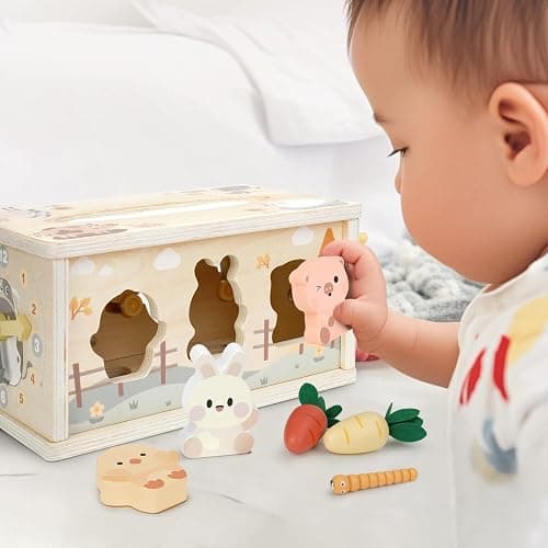 DINORUN Baby Tissue Box Toy - Baby Toys 18 Months 2 3 4 Years Montessori Toys for Babies 18 Months with Crinkle, Infant Activity Cube Sensory Christmas Stocking Stuffers Learning Toy for 2 3 4 Years thumbnail 2