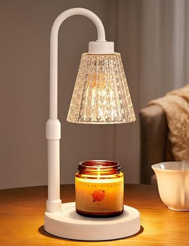 Innqoo White Crystal Candle Warmer Lamp with Timer, Dimmable Candle Warmer for Jar Candles, Height Adjustable Wax Melts Warmer, Birthday Gifts for Women Mom, House Warming Gifts New Home Decor - Image 1