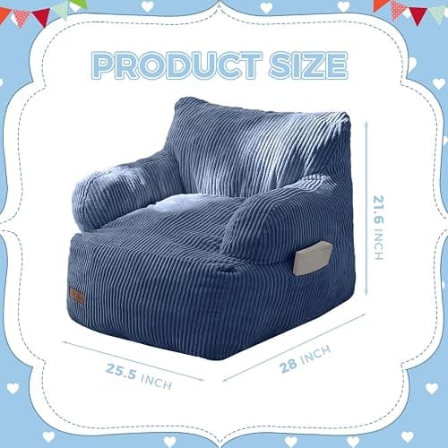 MAXYOYO Kids Bean Bag Chair, Stuffed Bean Bag Sofa, Dusty Blue, Standard | Bean Bag Chair for Boys and Girls, Lazy Sofa with Pocket Floor Chair for Gaming, Reading thumbnail 2