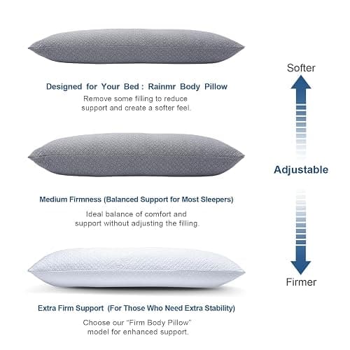 Thick Memory Foam Body Pillow - Full Body Pillows for Side Sleeper - with Grey Cooling Pillowcase 20 x 54 inches (Grey Color) thumbnail 6