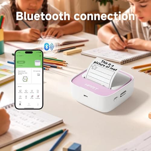 HPRT Sticker Printer, S1 Mini Portable Thermal Inkless Label Printer Pink | Sticker Maker with Bluetooth Stable Connection & for Notes, Journal, Home, Office, Kids, DIY Free App with Multiple Templates thumbnail 2