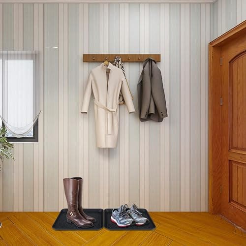 Boot Tray for Entryway Indoor, Heavy Duty Shoe Mat 2 Packs, 16.8"x12.8" Waterproof Shoe Tray with Raised Edge, Outdoor Multi-Purpose Tray for Boots, Garden, Pets (Black) thumbnail 2