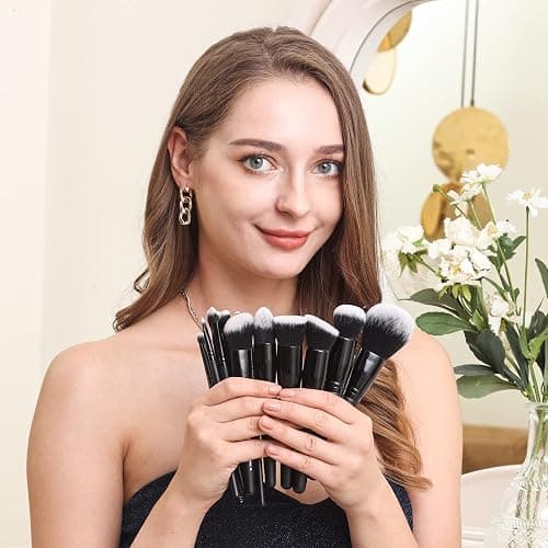 Bueart Design 19Pcs ULTRA SOFT Black labeled DENSE HAIR Makeup Brushes set Contains large powder Flat Foundation Ultimate Blending Make up Brush set Blush Face Brush Concealers contour Eyeshadow thumbnail 2