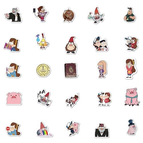 50Pcs Mixed Cartoon Gravity Falls Stickers Gifts for Kids Girl Laptop, Cute Waterproof Vinyl Cartoon Decal for Teen Water Bottle Bike Guitar Phone Skateboard Luggage (Gravity Falls) thumbnail 3