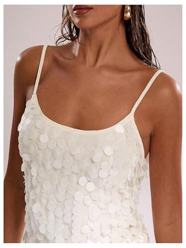 SOLY HUX Women's Sequin Cami Tops Spaghetti Strap Scoop Neck Summer Camisole Going Out Party Club Top thumbnail 4