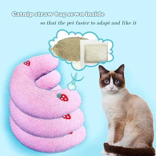 Whimsicalfox Cat Pillow for Indoor Cats, Ultra Soft Fluffy Cat Calming Pillow, Half Donut Cuddler with Cute Embroidery Pattern Providing Support of Pet Neck, Machine Washable thumbnail 5