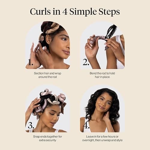 Kitsch Satin Heatless Hair Curlers – No Heat Hair Curlers to Sleep In for Overnight Curls – Soft Heatless Curling Rods for Women with Short & Long Hair - Alternative to Heat Styling – 6 pcs, Rosewood thumbnail 5