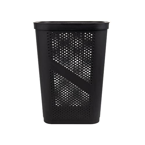 Mind Reader Slim Laundry Hamper with Lid, 60L Clothes Basket, Ventilated Plastic, Black thumbnail 5