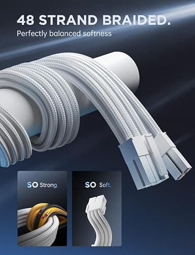 AsiaHorse Power Supply Sleeved Cable, 16 AWG PSU Extension Cable Kit of White Connector, 1x24Pin/2x4+4 EPS/3x6+2 PCI-E, 30cm Length with Combs-White thumbnail 6