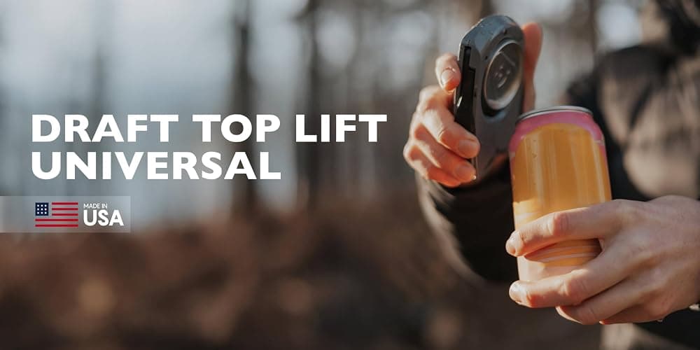 Draft Top Lift Universal Topless Can Opener - Smooth Edge Aluminum Can Lid Remover For Beer, Cocktails, & Soda - Ideal For Tailgating & Garnishes, As Seen On Shark Tank, Made In The USA, Black & Grey thumbnail 3