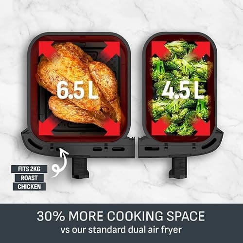 Tefal XXL 11L Dual Drawer Air Fryer, 7 Preset Programs, Oil-Free | 6.5L and 4.5L Drawers, Serves 8 to 10, Frying, Baking, Heating, Drying, 40-200C Manual Control, Dishwasher Safe thumbnail 5