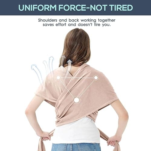 Baby Wraps Carrier, Jeroray Baby Carrier,Hands Free Infant Carrier, Lightweight,Breathable,Softness,Khaki thumbnail 5