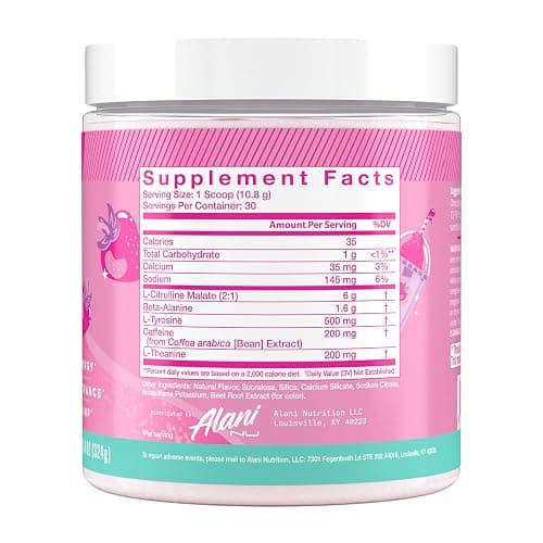 Alani Nu Pre Workout Powder Pink Slush, Amino Energy Boost, Endurance Supplement, Sugar Free, 200mg Caffeine, L-Theanine, Beta-Alanine, L-Citrulline, 30 Servings thumbnail 2