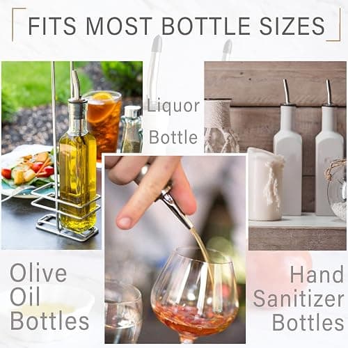 LanMa Olive Oil Spout Pourer, 2PCS Stainless Steel Liquor Bottle Pourers Spouts with Rubber Dust Caps thumbnail 7