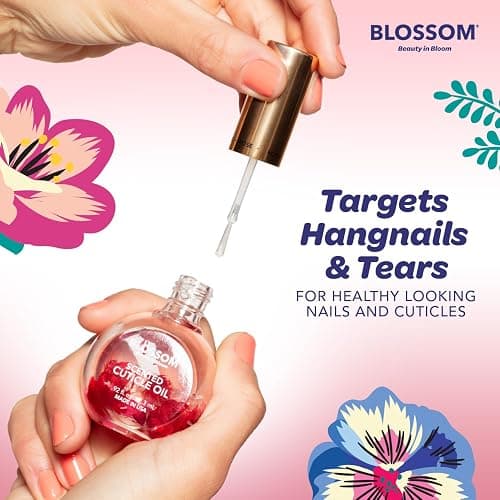 Blossom Cuticle Oil for Nails, Infused with Real Flowers, Rose, 0.5 fl. oz | Hydrating, Moisturizing, Scented Nail Oil Cuticle Care, Made in USA, Jojoba Vitamin, for Skin Flower Liquid, Stuff, Kit thumbnail 4